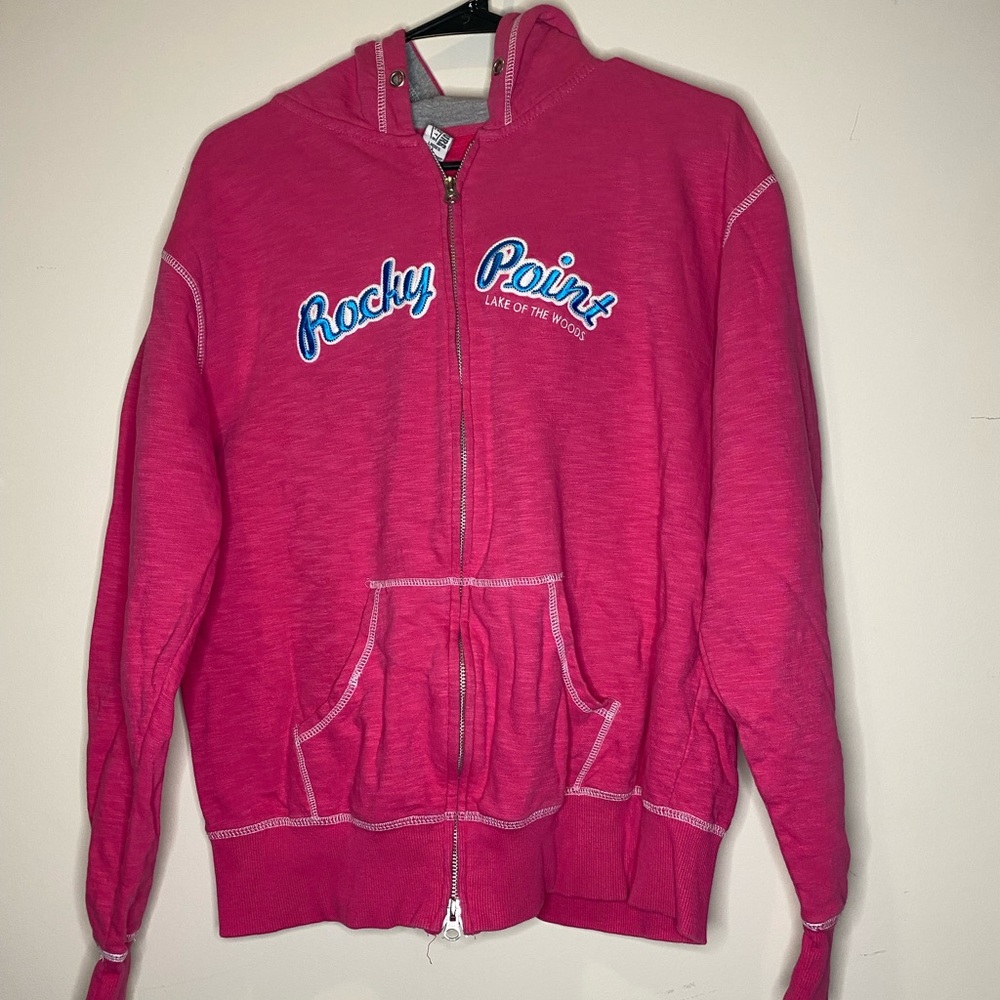 Hot pink, full zip sweatshirt, Rocky Point